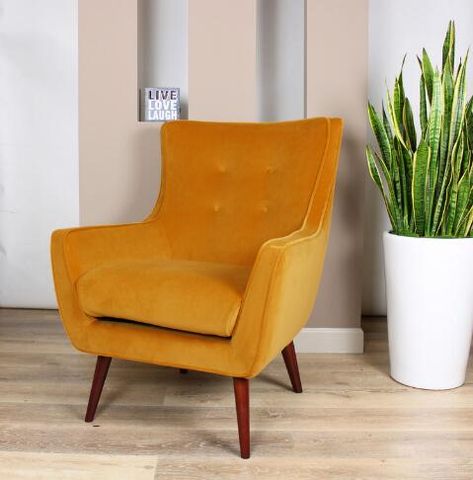 Yellow Chairs, Wing Back Chair, Boho Yellow, Mid Century Modern Accent Chairs, Printed Chair, Upholstered Armchair, Modern Accent Chair, Wing Chair, Urban Living