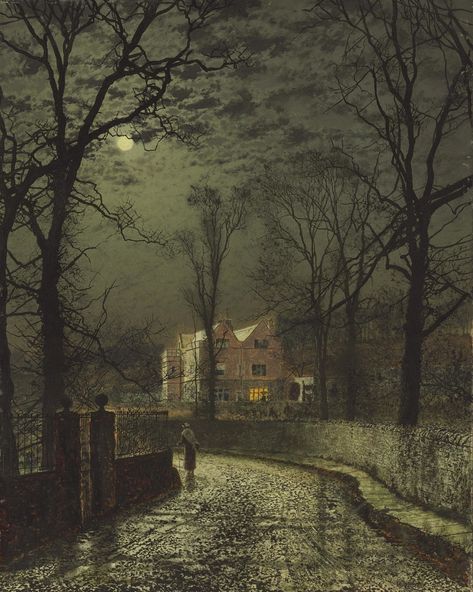 John Atkinson Grimshaw Paintings, Grimshaw Paintings, Victorian London Aesthetic, John Grimshaw, Warped Reality, Classical Aesthetic, Romanticism Art, John Atkinson Grimshaw, Atkinson Grimshaw