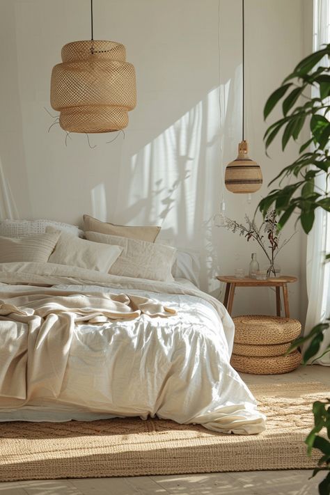 Chill Out With These Minimal Boho Bedroom Ideas Bedroom For Teenage Girl, Colorful Bohemian Bedroom, Minimal Boho Bedroom, Boho Bedroom Green, Vintage Boho Bedroom, Modern Bohemian Bedroom Decor, Townhouse Decor, Minimal Bedroom Ideas, Bedroom Canvas Art