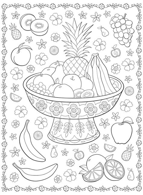 Dover Coloring Pages, Creative Haven Coloring Books, Color By Number Printable, Fruit Coloring Pages, Dover Publications, Coloring Supplies, Colouring Pics, Colouring Printables, Basford Coloring