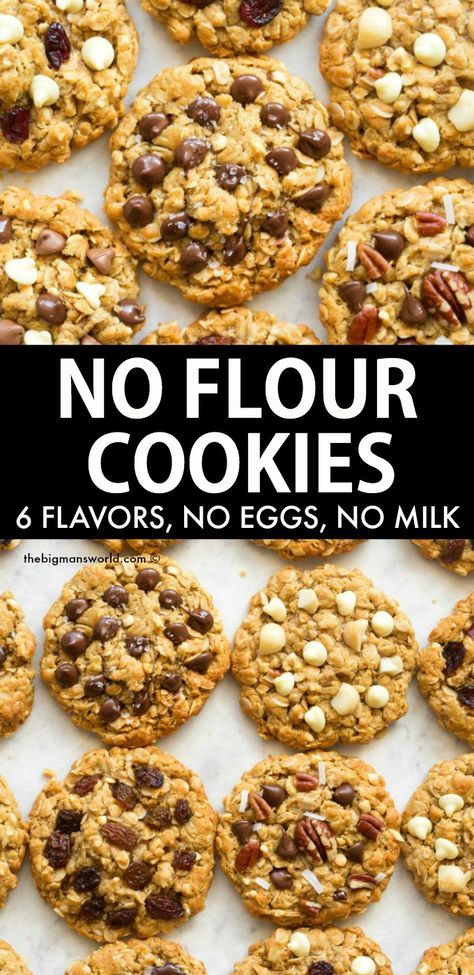 Healthy Cookies No Eggs, Healthy Cookies Recipes Easy, Low Flour Cookies, Flourless Eggless Cookies, Healthy Delicious Cookies, Flour Less Cookies, Vegan Flourless Desserts, Oat Biscuits Recipe Healthy, No Flour Baking