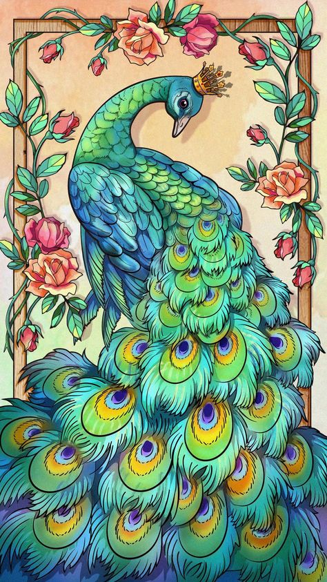 Thanks Wallpaper, Flower Pattern Design Prints, Peacock Drawing, Peacock Canvas, Glass Painting Patterns, Fabric Painting Techniques, Animal Illustration Art, Peacock Art, Art Painting Gallery