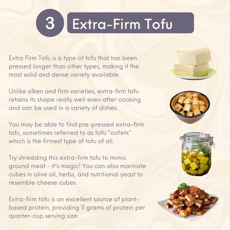 Tofu is a popular food item in many plant-based diets because of its numerous health benefits. Here are some of the reasons why tofu is beneficial for those following a plant-based lifestyle: ✅Rich in Protein: Tofu is a good source of protein, with a 100-gram serving containing about 8 grams of protein. This makes it an excellent alternative to meat for vegetarians and vegans who need to get their protein from plant sources. ✅Low in Fat: Tofu is a low-fat food that is also cholesterol-fre... Tofu Benefits, Good Source Of Protein, Fat Food, Popular Food, Extra Firm Tofu, Plant Based Lifestyle, Good Sources Of Protein, Rich In Protein, Insulin Resistance