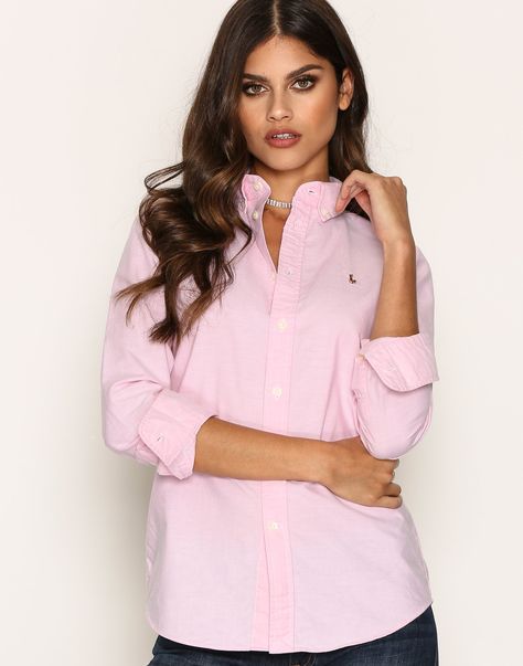 Pink Ralph Lauren Shirt, Oxford Shirt Women, Ralph Lauren Shirt Women, Shirt Ootd, Pink Ralph Lauren, Women's Button Down Shirt, Woman's Fashion, Oxford Shirt, Ralph Lauren Shirt