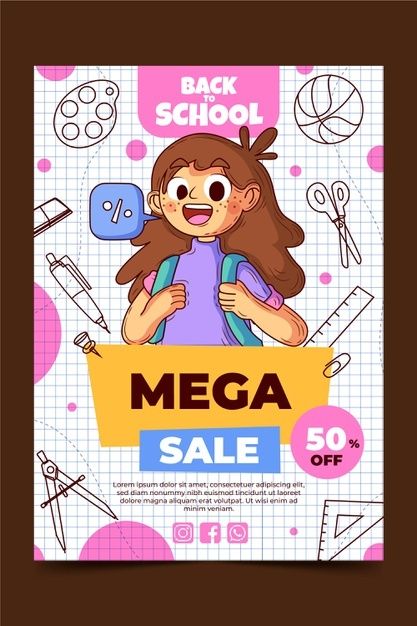 Back To School Graphic Design, Newsletter Design Layout, Course Poster, Back To School Vector, Back To School Poster, Poster Sale, Branding Fonts, Digital Advertising Design, Graphic Design School