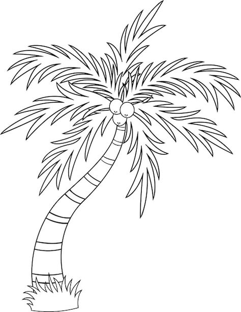 Coconut Leaves Drawing, Coconut Tree Outline, Palm Tree Outline, Coconut Tree Drawing, Sunset Ideas, Crown Of Leaves, Animal Stencil Art, Palm Tree Drawing, Tree Cut Out