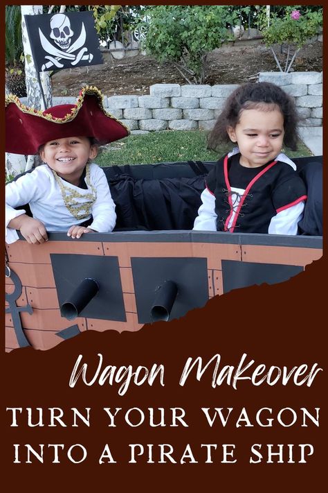 Wagon Makeover, Wagon Halloween Costumes, Wagon Costume, Halloween Mobile, Kids Wagon, Mobile Project, Halloween Goodie Bags, Ren Fest, Pirate Flag