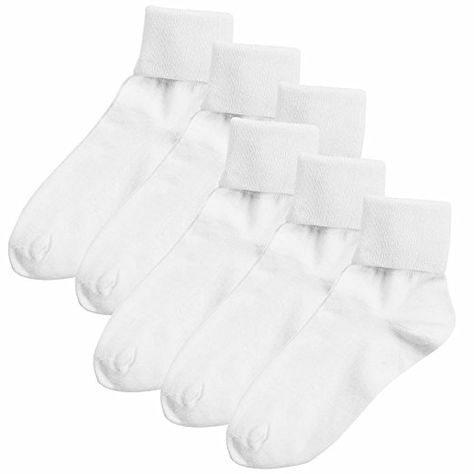 Women's Buster Brown 100% Cotton Fold Over Socks - 6 Pair Pack White Medium Bobby Socks, Brown Socks, Buster Brown, White Shoe, Pirate Woman, Socks For Women, Party Dress Short, Shoes Outlet, Star Rating