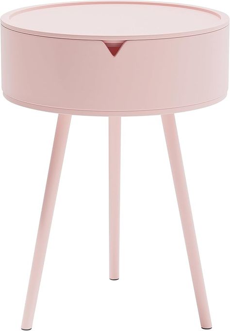 Amazon.com: Funecy Round End Table with Storage for Living Room, Modern Small Side Table for Small Spaces,Nightstand Bedside Table for Bedroom Balcony (Pink) : Home & Kitchen Storage For Living Room, Table For Bedroom, End Table With Storage, Table For Small Space, Round End Table, Nightstand Storage, Pink Table, Small Side Table, End Tables With Storage