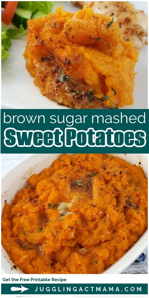 Smothered Sweet Potatoes, Easy To Swallow Recipes, Recipes With Sweet Potato Puree, Mashed Sweet Potatoes Crockpot, Sweet Potato Brown Sugar Recipes, Baked Yams With Brown Sugar, Mashed Sweet Potatoes Easy, Sweet Sweet Potato Recipes, How To Make A Sweet Potato