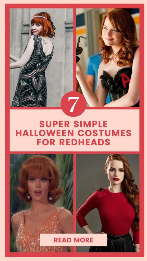 Easy Red Head Costume Ideas, Halloween Costumes 2023 Red Hair, Red Head Womens Halloween Costumes, Costume Ideas Women Red Hair, Womens Halloween Costume Ideas Red Hair, Costumes For Strawberry Blondes, Red Wig Halloween Costumes Ideas, Redhair Halloween Costume, Easy Redhead Costume