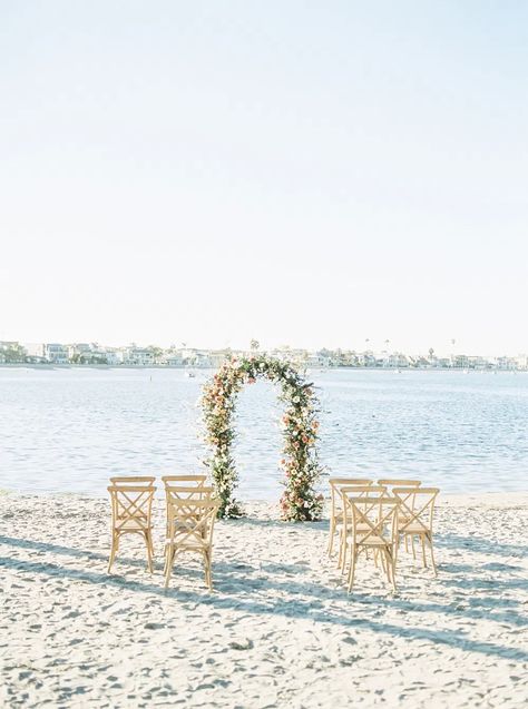 Pastel Wedding Ceremony, Beach Pastel, San Diego Beach Wedding, Coastal Elopement, Small Beach Weddings, Evergreen Flowers, Beach Wedding Ideas, Color Palette Inspiration, Pastel Color Palette