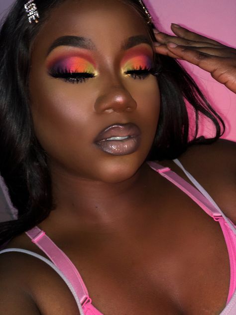 Pole Photoshoot, Orange Eyeshadow, Blonde Bob Hairstyles, Makeup 101, Makeup For Black Skin, Blue Eyeshadow, Baddie Makeup, Blonde Bobs, Pink Makeup