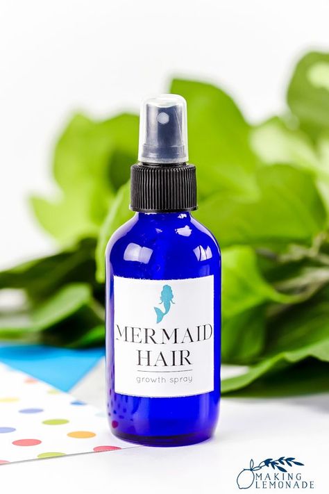 This all-natural DIY Mermaid Hair spray supports healthy, lovely hair growth! #essentialoils #naturalbeauty #hair Mermaid Spray For Hair Growth, Diy Mermaid Hair, Homemade Hairspray, Mermaid Hair Spray, Diy Hair Growth Spray, Summer Essential Oils, Natural Hair Remedies, For Healthy Hair Growth, Making Lemonade