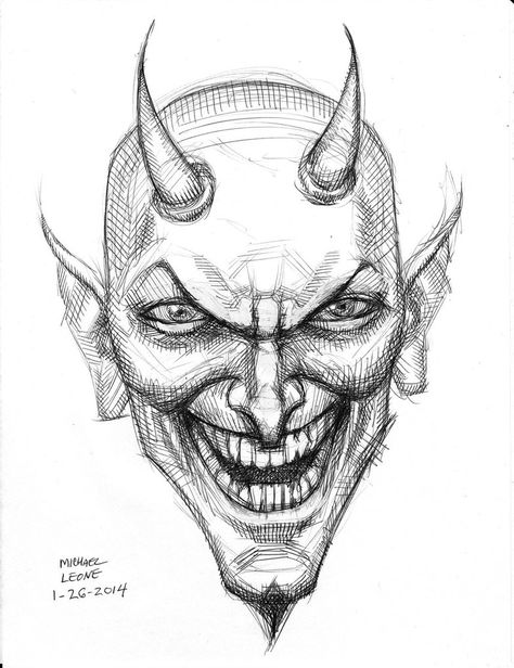 Face Tattoo Sketch, Devil Face Tattoo, Demon Face, Devil Face, Scary Drawings, Horror Drawing, Creepy Drawings, Skulls Drawing, Drawing Faces