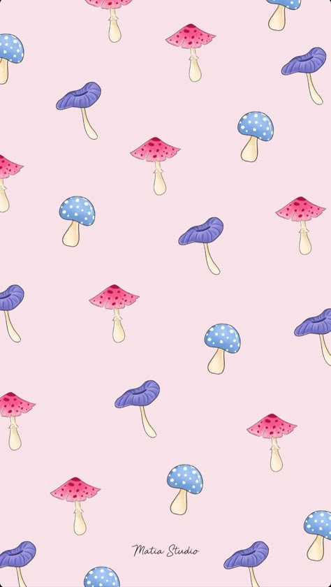 Mushroom And Flower Wallpaper, Cute Mushroom Background, Pink Mushroom Wallpaper, Pastel Mushroom, Mushroom Background, Cute Phone Backgrounds, Disco Wallpaper, Cute Screen Savers, September Wallpaper