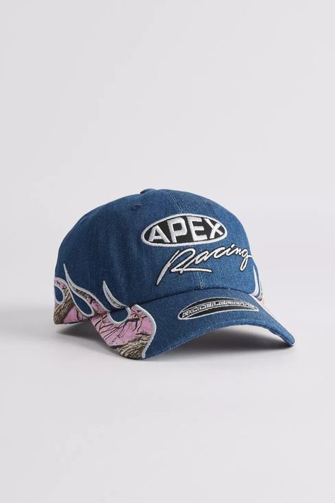 Camo Flame Denim Racing Dad Hat | Urban Outfitters Streetwear Caps, Streetwear Hats, Racing Club, Denim Cap, Best Caps, Mens Hat, Lou Reed, Embroidered Cap, Denim Patches