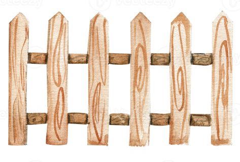 Watercolor hand drawn wooden fence . Fence Illustration, Fence Drawing, Leadership Ideas, Gold Wallpaper Background, Farm Fence, Watercolor On Wood, Wooden Fence, Gold Wallpaper, Wood Fence