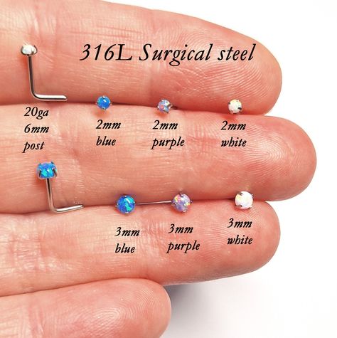 L Shape Bar, Nose Peircing, Opal Nose Stud, Gem Top, Nose Piercings, Piercing Jewellery, Nose Piercing Jewelry, Piercing Ring, Claw Setting