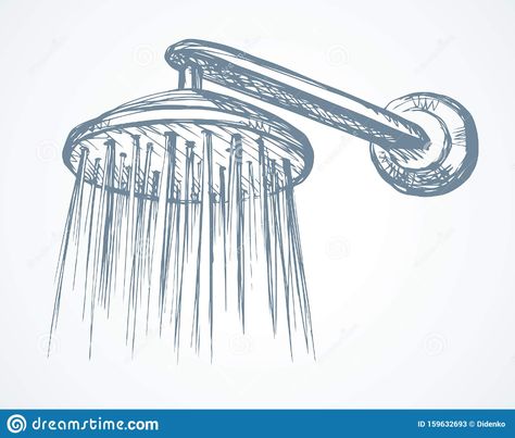 Shower with Tap. Vector Drawing Stock Vector - Illustration of appliance, flow: 159632693 How To Draw A Shower Head, Shower Head Sketch, Shower Drawing Reference, Shower Drawing Illustration, Shower Head Drawing, Challenging Drawings, Tap Drawing, Shower Sketch, Bathtub Drawing