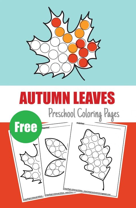 Fall Dot Marker Printables Free, Preschool Seasons, Marker Coloring Pages, Fall Lesson Plans, Marker Coloring, Dot Marker Activities, Autumn Leaves Craft, Fall Classroom, Fall Preschool Activities