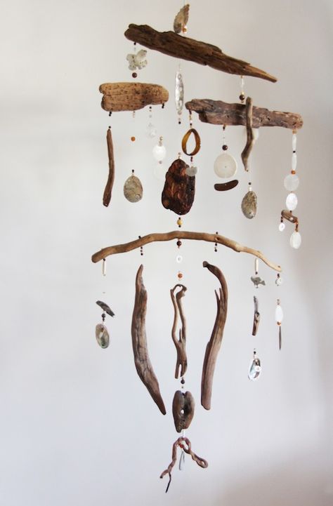 Sacramento-Street Whimsical Yard, Driftwood Projects, Deco Nature, Diy Wind Chimes, Witchy Crafts, Driftwood Crafts, Witchy Decor, Beach Crafts, Driftwood Art