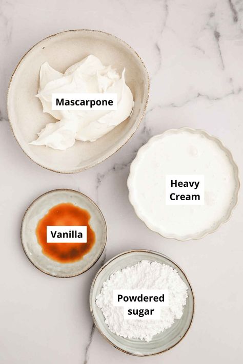 Vanilla Mascarpone Cream, Whipped Mascarpone Frosting, Cake Decorating Easy Ideas, Mascarpone Whipped Cream Frosting, Mascarpone Cream Cake, Mascarpone Cream Filling, Mascarpone Cream Cheese Frosting, Lemon Mascarpone Frosting, Mascarpone Filling Recipes