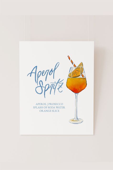 Aperol Spritzer, Signature Drink Menu, Signature Cocktail Menu, Aperol Spritz Recipe, Cocktail Sign, Signature Cocktail Sign, Printable Menu Template, Cocktails Sign, Signature Drinks Sign