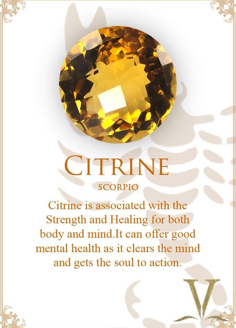 The Citrine gem stone is for the sun sign- Scorpio. Birthstones Meanings, Birth Stones Chart, Birth Stones, Gemstones Chart, Crystal Seashells, Jewelry Facts, Crystal Healing Chart, Citrine Birthstone, Zodiac Stones