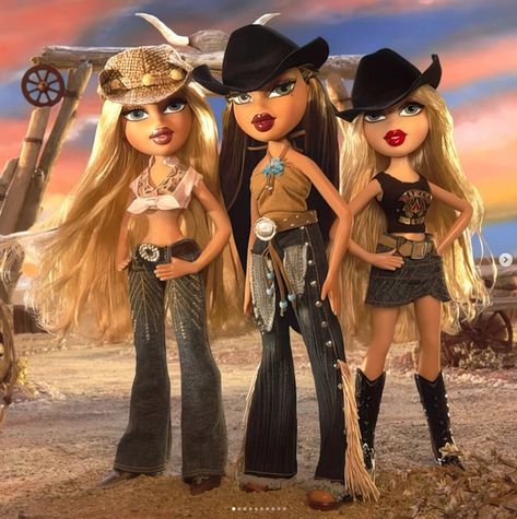 Bratz Halloween Costume, Bratz Doll Outfits, Rodeo Girls, Bratz Girls, Cowboy Girl, Traditional Wedding Decor, 2000s Outfits, Valley Of The Dolls, Group Costumes