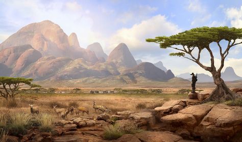 ArtStation - Solomon Kane - Africa 2 Landscape, Guillem H. Pongiluppi Solomon Kane, Savannah Art, African Landscape, Illustration Landscape, Afrique Art, Art Landscapes, Landscape Concept, Africa Art, Fantasy Places