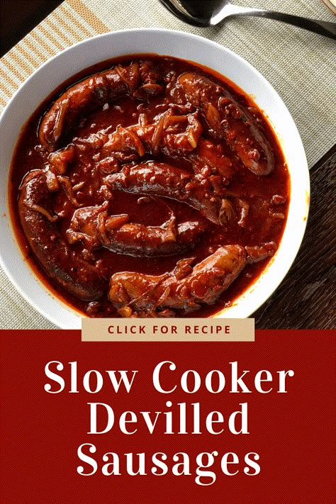 Devilled Sausages, Sausage Casserole Slow Cooker, Slow Cooker Sausage Recipes, Sausage Crockpot Recipes, Sausage Slow Cooker, Sausage Crockpot, Slow Cooker Recipes Beef, Sausage Dishes, Crockpot Recipes Beef