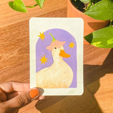 Cute Doodle Paintings, Gouache Card Ideas, Painting Doodles Simple, Posco Painting Ideas, Aesthetic Marker Drawings, Simple Gouache Painting Ideas, Cute Gouache Painting, Guache Paintings Ideas, Gouache Beginner