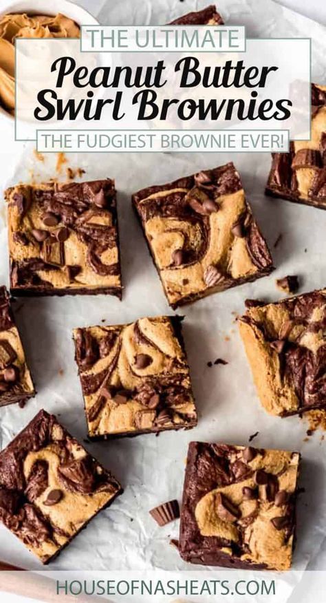 Brownies For A Crowd, Brownie Swirl Cookies, Best Easy Dessert, Peanut Butter Swirl Brownies, Chocolate Peanut Butter Brownies, Peanut Butter Fudge Easy, Swirl Brownies, Peanut Butter No Bake, Easy Dessert Recipe