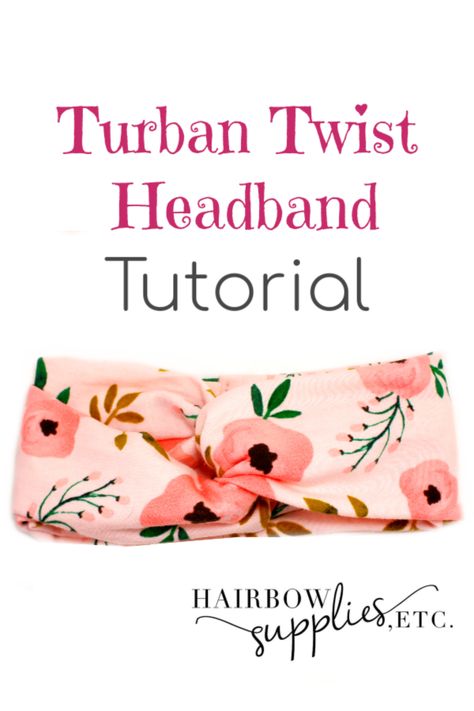 Learn how to make a twist turban headband with our sewing tutorial! The twisted turban head wrap is such a fun project and a quick DIY sewing project to make!  You'll love the softness of the fabric and how great it looks! Our pattern includes instructions for babies, children, and adults! Syprosjekter For Nybegynnere, Headband Sewing, Baby Band, Diy Sy, Projek Menjahit, Twisted Turban Headband, Headband Tutorial, Sew Ins, Baby Turban