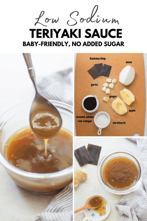 Here's a healthy low sodium teriyaki sauce recipe for your baby and the entire family to enjoy! Enjoy as a marinade or as a sauce! Low Sodium Teriyaki Sauce Recipe, High Blood Pressure Diet Meals, Low Sodium Recipes Heart, Kidney Friendly Recipes Renal Diet, Heart Healthy Recipes Low Sodium, Low Salt Recipes, Teriyaki Sauce Recipe, Salt Free Seasoning, No Sodium Foods