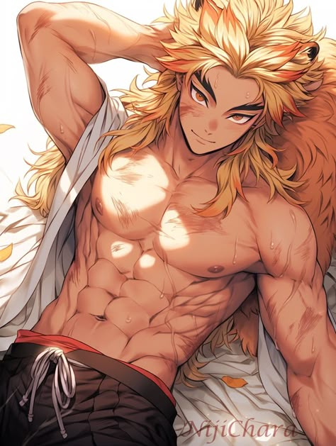 Rengoku In A Maid Outfit, Oc Manga, Rengoku Kyojuro, Hottest Anime Characters, Anime Guys Shirtless, Dragon Slayer, Character Design Male, Anime Boyfriend, Anime Character Drawing