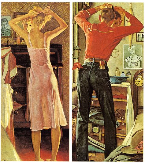 The thing I absolutely love about Rockwell, is that his pictures tell stories. They always have a reason for being. Norman Rockwell Prints, Narrative Art, Norman Rockwell Art, Rockwell Paintings, Norman Rockwell Paintings, Illustration Vintage, Norman Rockwell, A Mirror, Art Paint