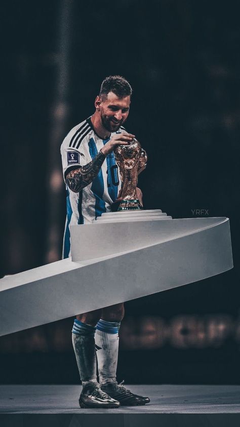 #argentina Messi Winning World Cup, Messi World Cup Wallpaper, World Cup Wallpaper, Lionel Messi World Cup, Messi The Best, Cup Wallpaper, Messi Pictures, Happy Birthday Icons, Messi World Cup