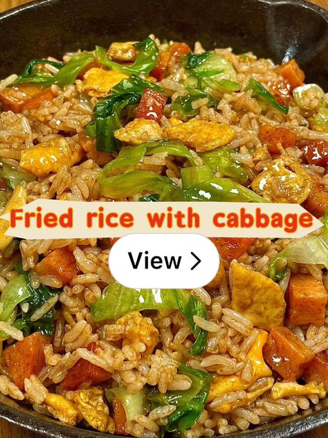 Lemon8 · Fried rice with cabbage.🫶 · @Hattie&Kitchen Fried Rice With Cabbage, Rice With Cabbage, Cabbage Fried Rice, Fried Rice, Rice