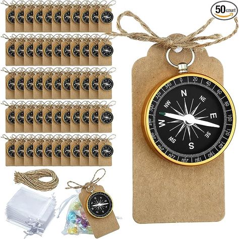 Amazon.com: 50 Sets Compass Wedding Favors for Guests Compass Souvenir Present Nautical Mini Compass Travel Themed Party Decorations with Kraft Tags and Drawstring Pouch for Birthday Wedding Christmas Ornament : Home & Kitchen Silver Wedding Favors, Compass Wedding, Nautical Christmas Ornaments, Nautical Wedding Favors, Kraft Tags, Wedding Christmas Ornaments, Kraft Paper Tags, Travel Party Theme, Bulk Wedding Favors