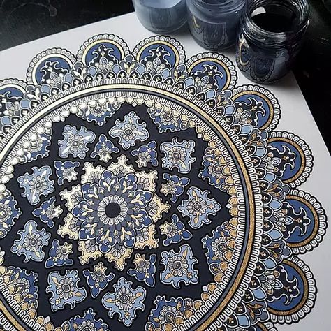 Iran Calligraphy, Islam Painting, Islamic Geometric Art, Ornate Mandala, Detailed Mandala, Mandala Colouring, Mughal Art Paintings, Islamic Art Canvas, Persian Art Painting