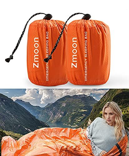 Zmoon Emergency Sleeping Bag 2 Pack Lightweight Survival Sleeping Bags Thermal Bivy Sack Portable Emergency Blanket for Camping, Hiking, Outdoor, Activities (As an Amazon Associate I earn from qualifying purchases) Survival Tent, Tent Footprint, Theme Nights, Emergency Blanket, Sleeping Bag Liner, Survival Blanket, Survival Hacks, Emergency Bag, Emergency Shelter