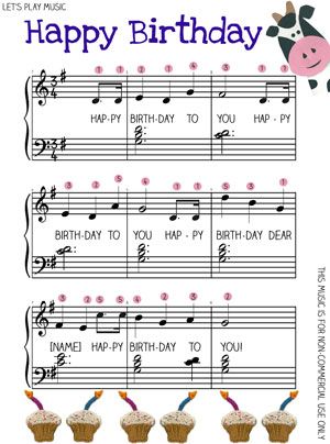 ┌iiiii┐                                                                  Happy Birthday Happy Birthday On Piano, Happy Birthday Piano, Easy Piano Music, Free Printable Sheet Music, Happy Birthday Music, Beginner Piano Music, Clarinet Music, Kids Piano, Easy Piano Songs