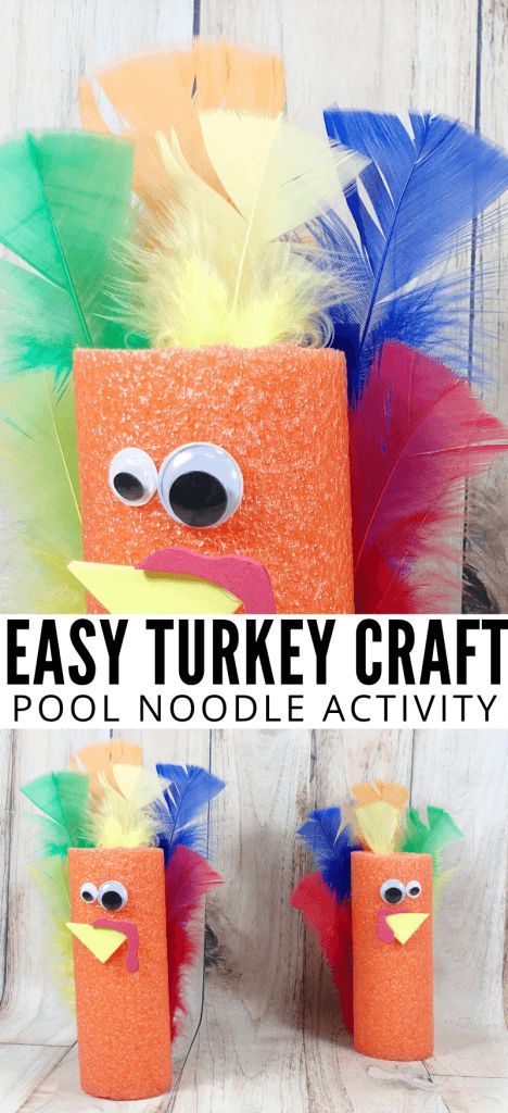 Pool Noodle Turkey Craft | Little Bins for Little Hands Pool Noodle Craft, Turkey Hat Craft, Thanksgiving Crafts To Make, Noodle Crafts, Thanksgiving Activities Preschool, Pool Noodle Crafts, Thanksgiving Turkey Craft, Yellow Crafts, Turkey Hat