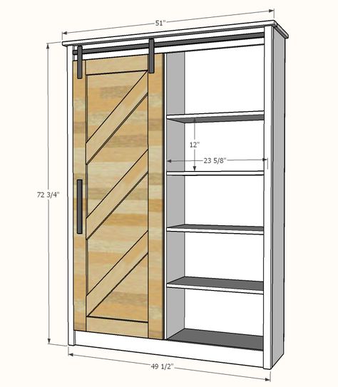 Book Case With Barn Door, Farmhouse Bookcase Diy, Floating Shelves With Barn Doors, Diy Bookshelf With Doors, Kiwi Bach, Manga Bookshelf, Closet Bookcase, Barn Door Bookcase, Farmhouse Bookcases