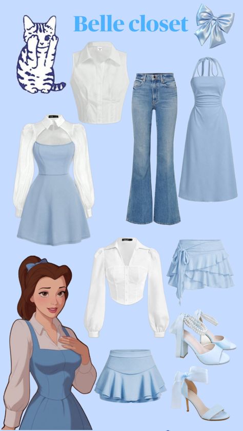 Disney Princesses Inspired Outfits, Disney Party Outfits Women, Outfits Inspired By Disney Characters, Disney Bounding Ideas Inspired Outfits, Bell Costume Beauty And The Beast, Disney Princess Bounding Outfits, Beauty And The Beast Outfit Ideas, Disney Princess Aesthetic Outfit, Belle Disney Bound