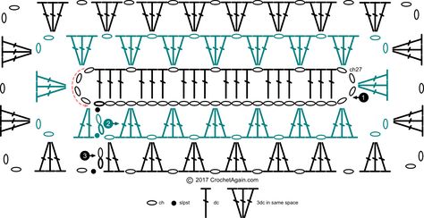 a-better-granny-rectangle-3-1-diagram   crochetagain.com/2017/02/09/a-better-granny-rectangle-revisited/ Granny Rectangle, Crochet Rectangle, Crochet Squares Afghan, Crochet Stitches Diagram, Crochet Rug Patterns, Crochet Granny Square Blanket, Crochet Blocks, Rectangle Pattern, Trendy Crochet