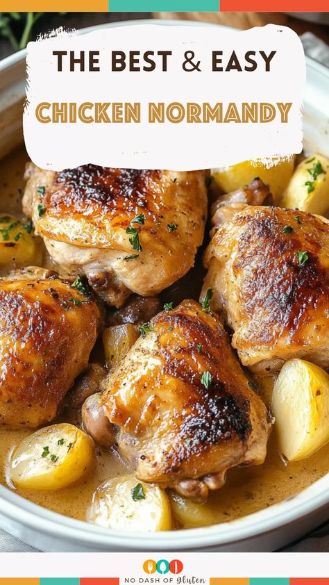 Craving a cozy fall meal? This Chicken Normandy recipe is everything! Juicy chicken legs braised in cider and brandy, with creamy Dijon sauce and caramelized apples. Perfect for chilly nights or special dinners. Save this pin for the ultimate fall comfort food! Chicken With Brandy Cream Sauce, Brandy Chicken, Cider Braised Chicken, Chicken Normandy, Creamy Dijon Sauce, Brandy Cream Sauce, Best Spaghetti Recipe, Braising Recipes, Creamy Dijon