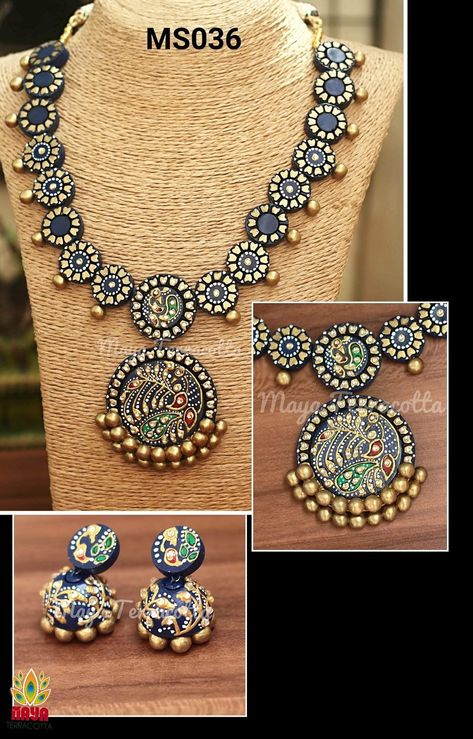 Polymer Clay Indian Jewelry, Terracotta Design, Diy Earrings Materials, Terracotta Jewellery Making, Funky Jewellery, Jewel Art, Silver Necklace Designs, Terracotta Jewellery Designs, Pinterest Jewelry